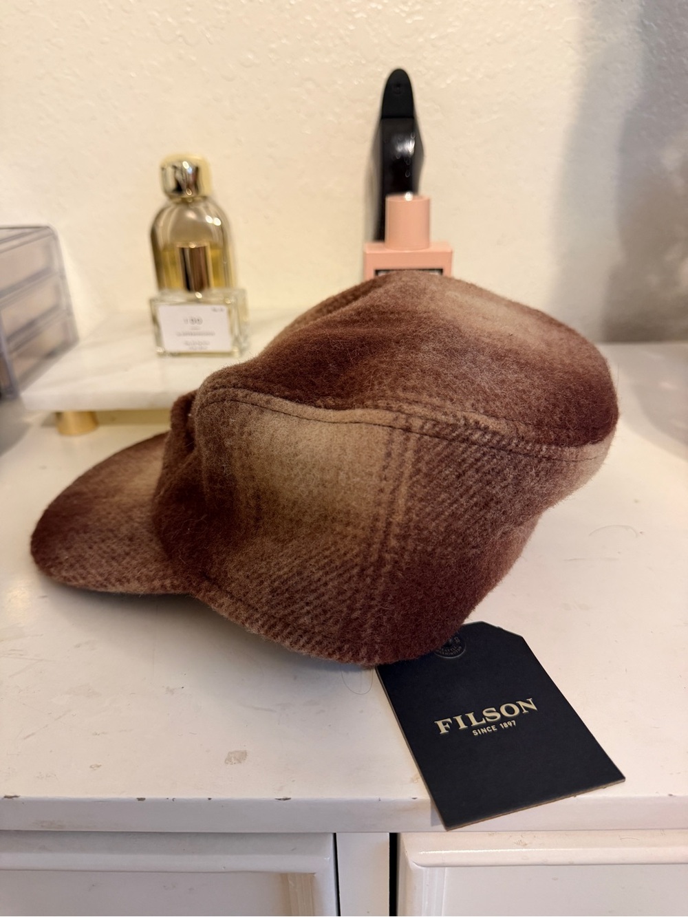 Filson Brown Gradient Wool Flat Cap